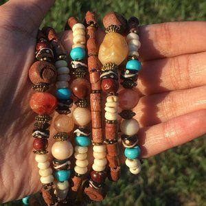 Bohemian/Hippie Long necklace with colorful rocks